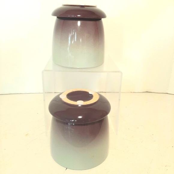 Gradient Ceramic Planters with Saucers Amethyst and Green Ombre.Sold as set - Picture 3 of 3